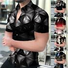Men's Casual Short Sleeved 3D Graphic Button Down Shirt for Party and Dress Up