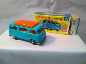 Matchbox Superfast No.23 - 1970 VOLKSWAGEN CAMPER - Blue w/ Box made in England - Picture 1 of 13