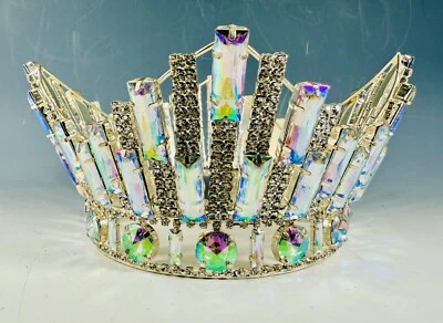 Tiara de boda grande corona de concurso diamantes de imitación transparentes cristal fiesta regreso a casa Foto 1 de 3