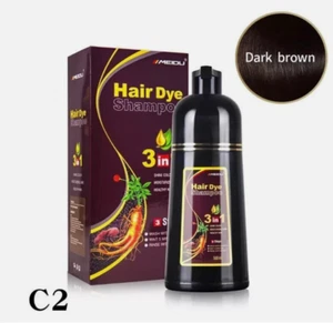 2 Bottles MEIDU Hair Dye Color Shampoo 500ml (DARK BROWN) - Picture 1 of 6