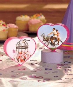 2 Pictures Photos Frame Spinning Rotating Heart Shaped Different Colors - Picture 1 of 5