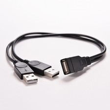 USB 2.0 A Female to 2 Dual USB Male Hub Power Adapter Y Splitter Cable Cord Vv