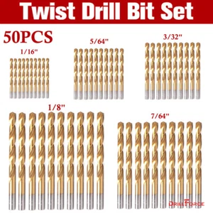 50 pz set punte trapano 1/16""-1/8"" HSS multipunte trapano titanio strumenti metallici torsione - Foto 1 di 5