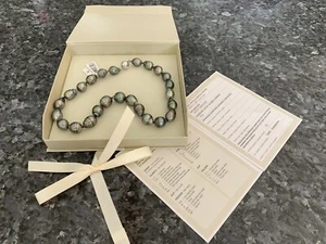 Tahitian Black Pearl Necklace 12-14mm. 9k White Gold clasp - Picture 1 of 12