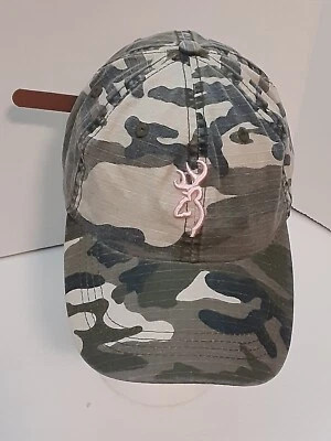 Browning Camouflage Hat Womens Pink Deer Logo Hunting Camo Baseball Trucker Cap - Image 1 of 4