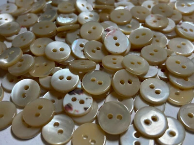 Japanese Trocas Beige/Tan/Natural Shirt Size Button 11mm 7/16" 2hole - Image 1 of 3