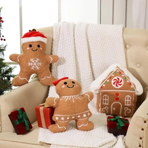 3 Pcs Christmas Gingerbread Pillows Gingerbread House Gingerbread Man Throw Pill - Picture 1 of 12