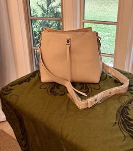 Moda Luxe Purse Bucket Style Faux Pebble Leather Cream Sturdy Lightweight Boho - Picture 1 of 12
