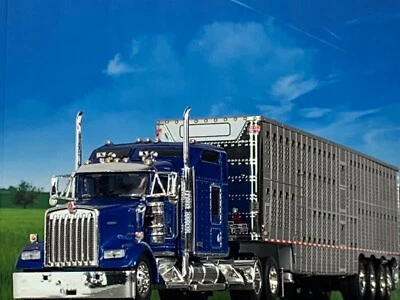1/64 DCP KENWORTH W900L W/ 86" STUDIO SLEEPER & WILSON QUAD AXLE CATTLE TRL - Image 1 of 4