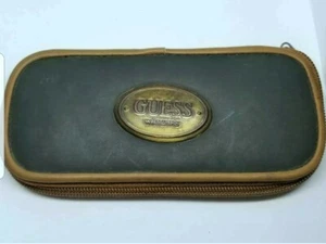 Guess Watch Case Black Brown Leather Zipper Empty Case 1993 Rare Vintage  - Picture 1 of 12