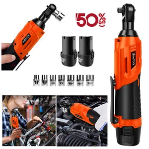 3/8'' Akku Ratsche 90° Winkel Schlagschrauber 2 Akkus & 7 Steckschlüssel Ratsche - Bild 1 von 20