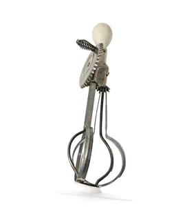 Vintage Antique 1923 A&J Hand Mixer Egg Beater White Wooden Handle USA #US24 - Picture 1 of 8