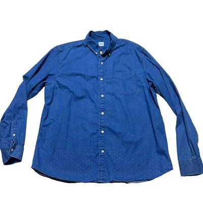 Gap Shirt Mens XL Blue Geometric Button Up Long Sleeve Casual - Image 1 of 4