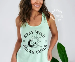STAY WILD OCEAN CHILD | WOMEN'S BOHEMIAN RACERBACK BEACH TANK TOP - Picture 1 of 11