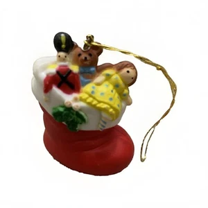 Vintage Christmas Ornament Santa Boot Teddy Bear collectible Hanging Tree - Picture 1 of 4