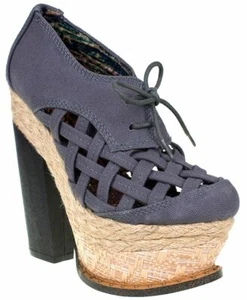 Irregular Choice Cupids Sun Hat Grey 6 6.5 10 Platform High Heel Shoes Weave - Picture 1 of 2