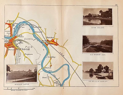 River Thames Henry Taunt Eton Windsor Park y en el mapa Datchet 1885 Foto 1 de 3