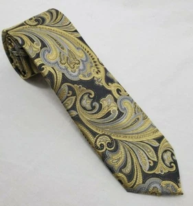 Stafford Victorian Paisley Gold/Gray/Lavender Polyester Neck Tie-TIES DESIGNER - Picture 1 of 7