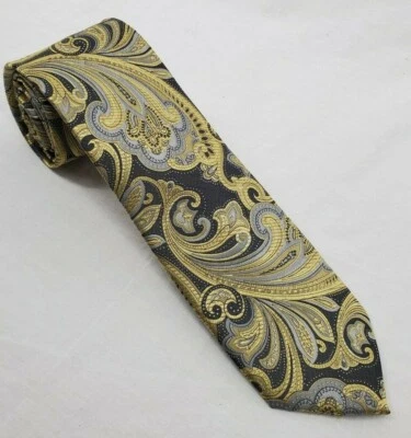 Corbata de cuello Stafford Victoriana Paisley dorada/gris/lavanda poliéster DISEÑADOR Foto 1 de 4