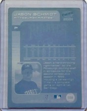 1/1 JASON SCHMIDT 2001 PACIFIC #339 PRINTING PLATE PITTSBURGH PIRATES 1 OF 1
