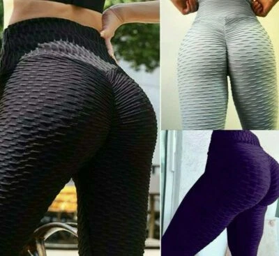 Women Leggings Gym Yoga Anti-Cellulite Fitness Solid Elastic Tight High Waist - Image 1 of 4