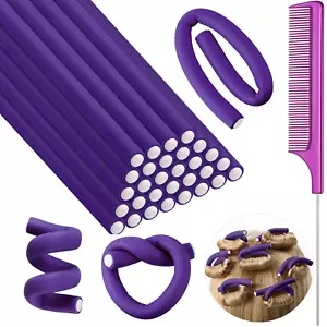 30 Pcs 7'' Flexible Curling Rods Twist Foam Hair Rollers Soft Foam No Heat Hair - Picture 1 of 12