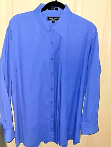 Andrew Feeza. Camicia abito abbottonato. Cotone blu. Business casual taglia 17 - Foto 1 di 5