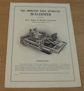 Circa 1930 ADVERTISING Brochure~"The ESSEX Hydraulic BULLDOZER"~Farm Tractor~ - Picture 1 of 7