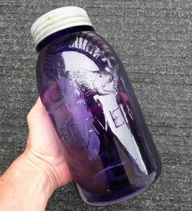 Antique large size BEAVER deep purple fruit canning jar FREE SHIPPING! - Bild 1 von 14