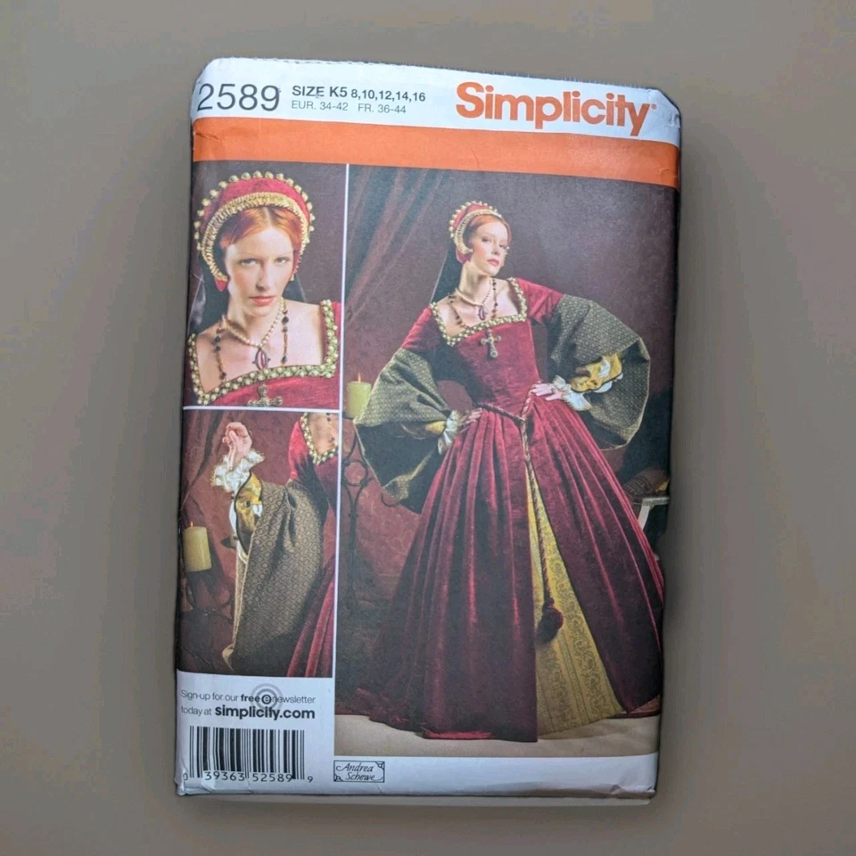Elizabethan Tudor Renaissance Dress Costume Pattern Simplicity 2589 Sz 8-16 LARP - Image 1 of 4