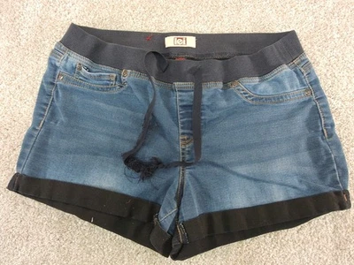 Pantalones Cortos Lei Para Mujer Cintura Elástica Denim Azul Cordón Talla Grande Foto 1 de 4