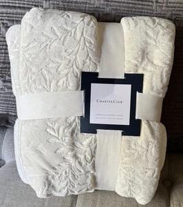 NWT Charter Club Cream Plush Embossed Sherpa Throw 50inchx60inch MachineWashable - Picture 1 of 4