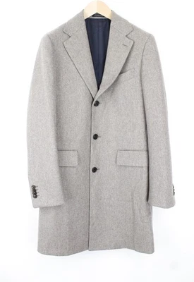 SUITSUPPLY Vicenza MENS UK38R Mid Grey-Brown Flannel Wool Lined Coat - Image 1 of 4
