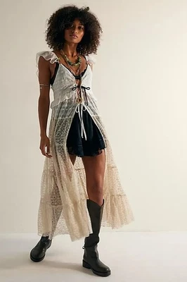 Free People Selena Maxi Top Womens S Lace Y2K Romance Enchanting Garden Fairy - Image 1 of 4