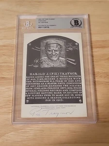 Pie Traynor Signed Auto Artvue Postcard Plaque BAS RARE 🔥  - Picture 1 of 2