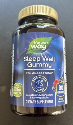 🔥Natures Way Sleep Well Gummy, 90 gomitas con sabor a bayas, pectina vegetal, exp 12/26 Foto 1 de 4