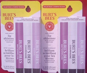 2 Burt's Bees Lip Shimmer Pink Collection Tinted Lip Balm Stick 3 Per Each Box - Bild 1 von 1