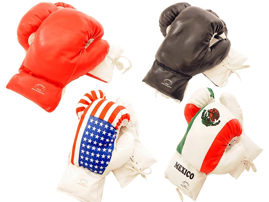 4oz to 20oz Boxing Gloves Black Red USA and Mexican Flag Punching Practice - Image 1 of 1