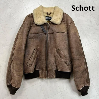 Schott Flight Mouton Leather Jacket Type B-6 Size 42 Brown Bore - Image 1 of 4