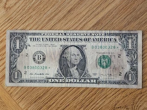 RARE-ERROR DC  2013 B Duplicate $1 Star Note Serial # B 03800328* - Picture 1 of 5