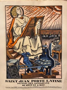 Saint Jean porte latine, patron des imprimeurs, Jean Chièze, 1940. - Picture 1 of 1