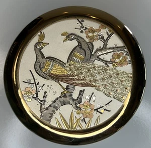 The Art Of Chokin geätzter Pfau Schmuckschatulle 24K Goldrand Made in Japan - Bild 1 von 8