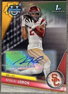 Makai Lemon 2023 Bowman Chrome Refractor Auto /499 RC USC Trojans WR - Picture 1 of 2