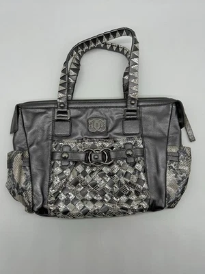 Sharif 1827  Hobo Bag Satchel Shoulder Bag Silver Leather W/ Silver Accents - Image 1 of 4