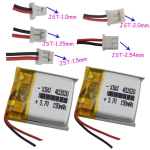 2pcs 3.7V 150 mah Polymer Li Battery 402020 2pin JST 1.0/1.25/1.5/2.0/2.54 mm - Picture 1 of 8