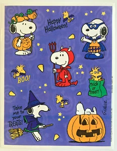 VTG Hallmark Stickers Peanuts Snoopy and Woodstock Halloween Costumes Treats - Picture 1 of 1