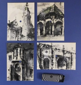 4 x DONOVAN Mellow Yellow POSTCARD FLEXI DISC 1965 old castles Olesnica,Brzeg - Picture 1 of 6