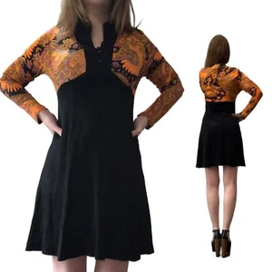Clearance! SM Vtg 60s 70s NOVELTY Psychedelic Paisley Novelty Hippie Mini Dress - Picture 1 of 16