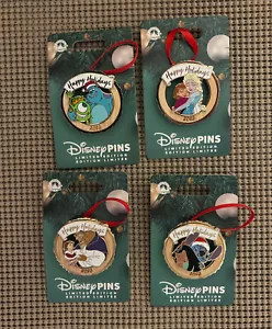 Disney Pins Christmas Presents Set Of 4 Monster’s Inc Beauty And The Beast - Picture 1 of 6