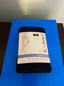 NEU DAMENGRÖSSE SMALL JOYSPUN 2ER-PACK MARINEBLAU/SCHWARZ BLICKDICHTE STRUMPFHOSEN 60 DEN - Bild 1 von 12